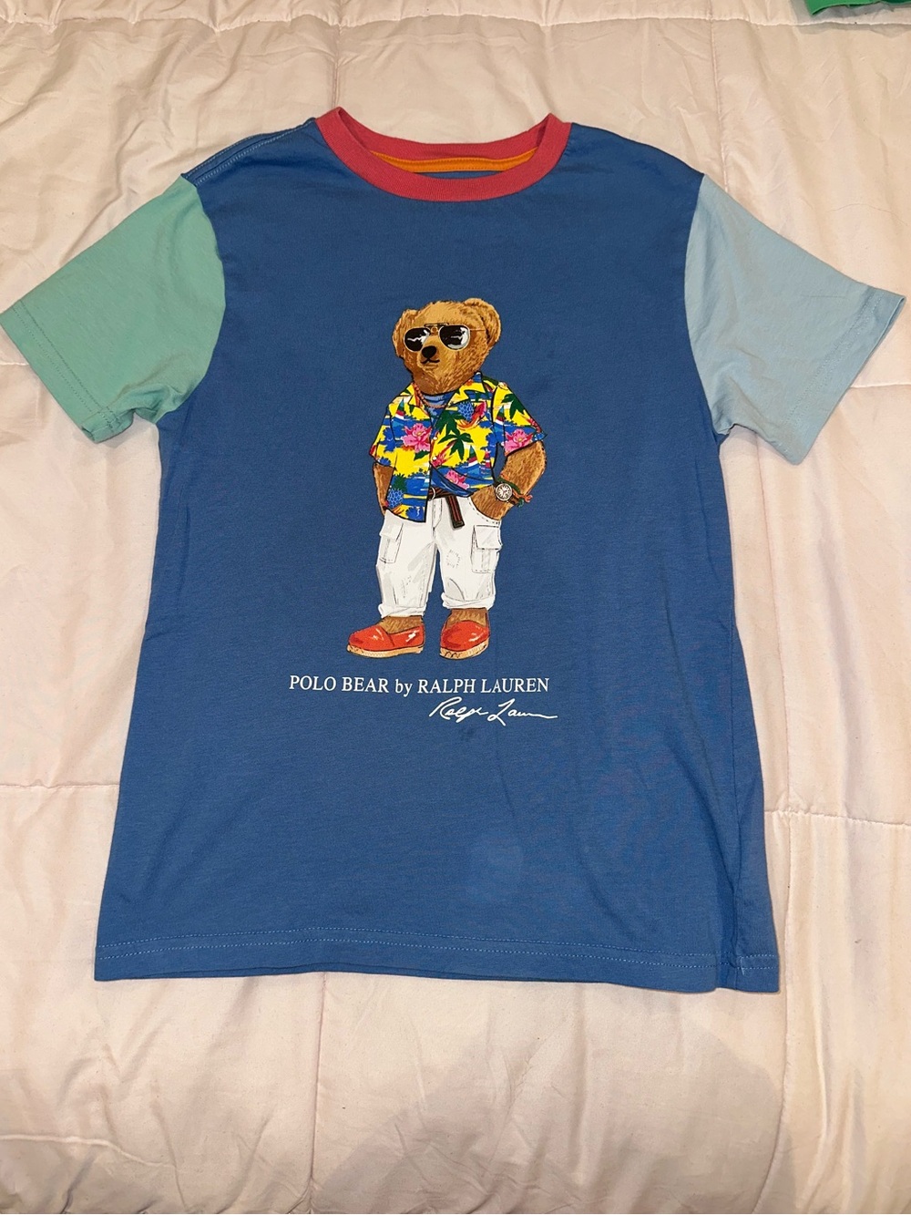 Polo by Ralph Lauren Color Block Tropical Vacation cool Polo Bear Tee